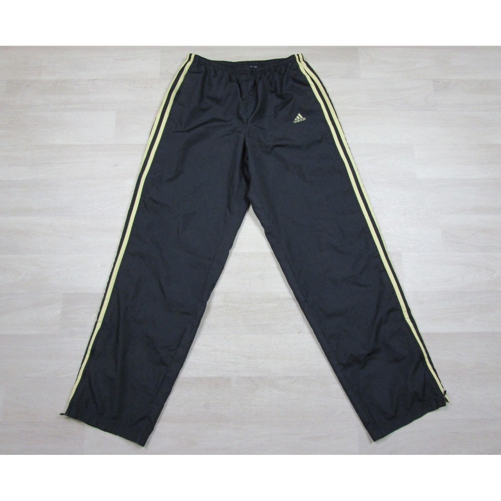 Vintage Y2K Adidas Wind Pants Men's (M) Athletic Warmup Ankle Zip Three Stripe